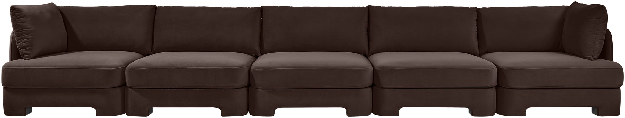 Meridian Furniture Hammond velvet performance fabric 5-piece sectional sofa with upholstered cushions and modern design.