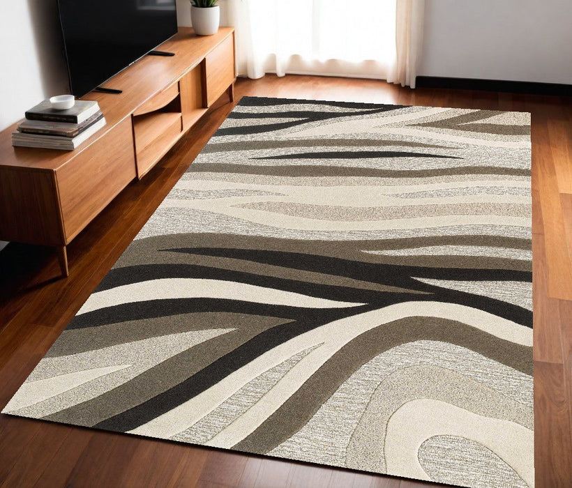 5' x 8' Wool Area Rug - Black Or Beige