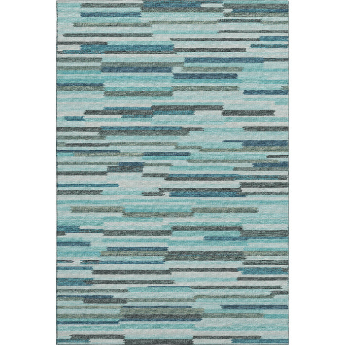 8' X 10' Abstract Washable Area Rug With UV Protection (644932) - Turquoise / Teal Blue / Gray