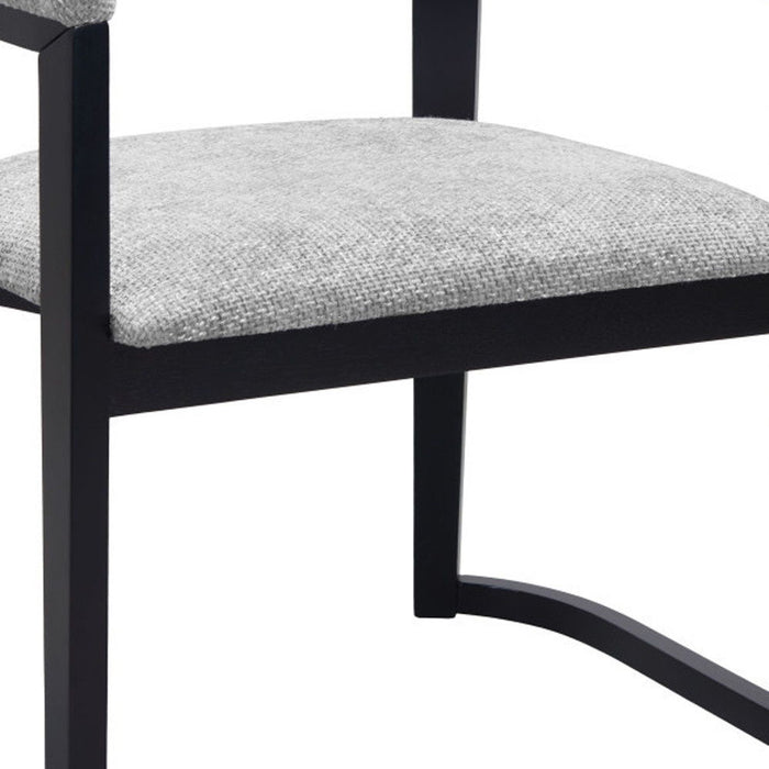 Upholstered Fabric Open Back Dining Arm Chair - Gray / Black