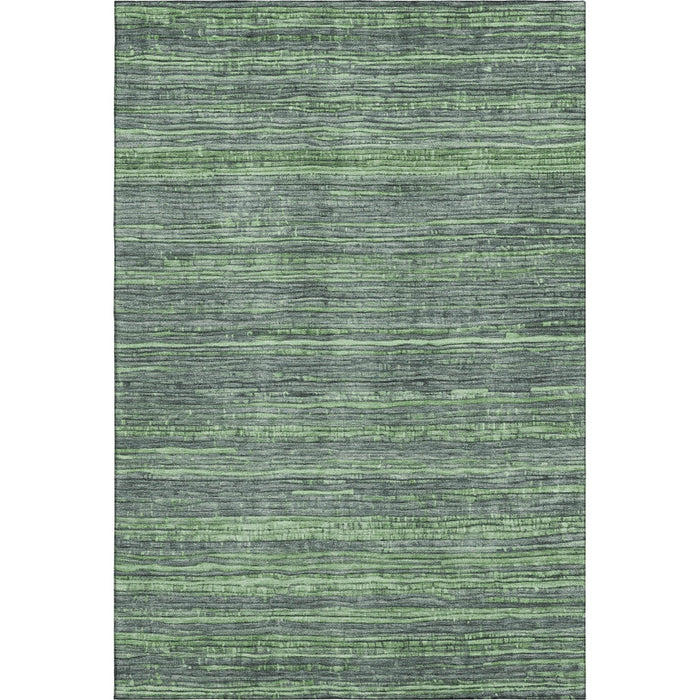 10' X 14' Striped Washable Area Rug With UV Protection (705593) - Green / Gray