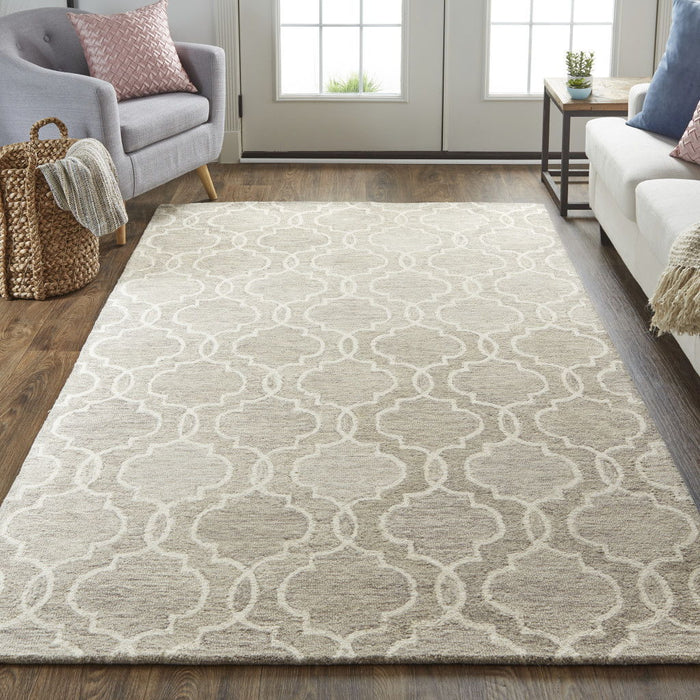 12' X 15' Wool Floral Hand Tufted Area Rug - Brown And Ivory