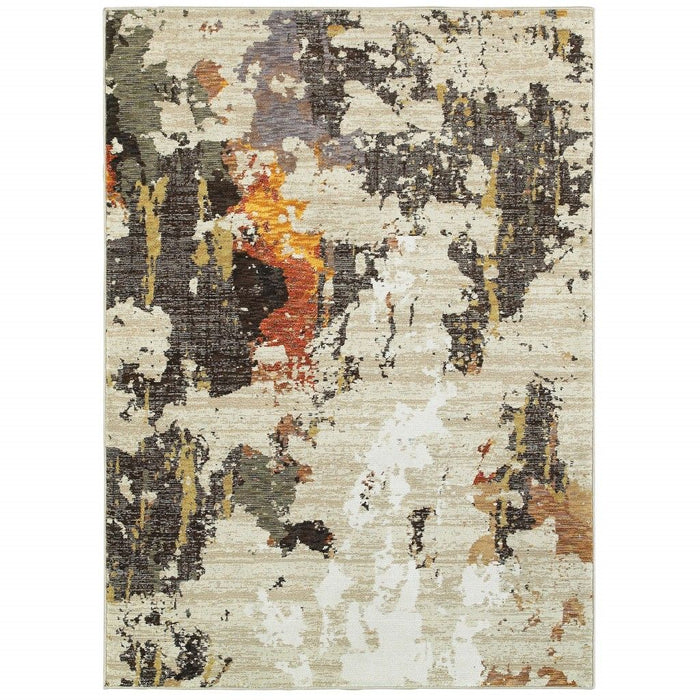 10' x 13' Power Loom Area Rug - Beige And Black