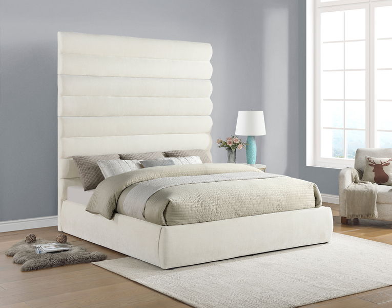 Adam - Chenille Fabric Bed With 89" Headboard