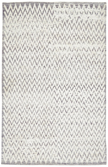 8' X 10' Abstract Hand Knotted Area Rug (744251) - Ivory / Gray