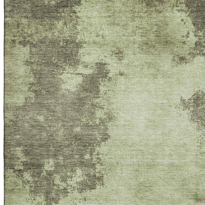 10' X 14' Abstract Washable Area Rug With UV Protection (707575) - Olive Green / Beige