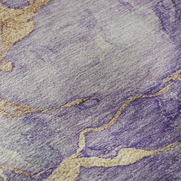 10' X 14' Abstract Washable Area Rug With UV Protection (718274) - Purple / Gold