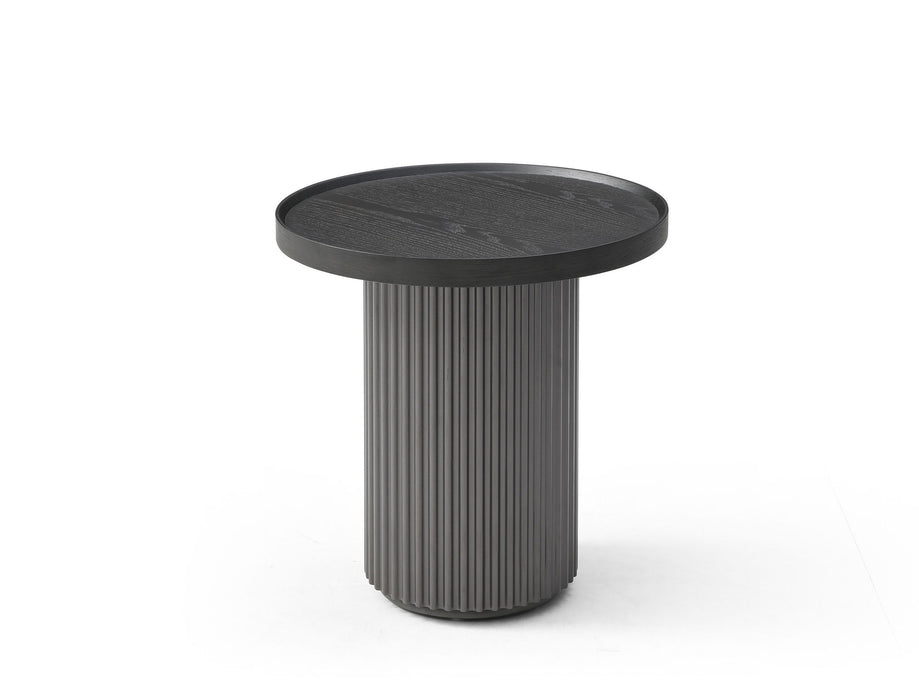 Wood Round Pedestal End Table - Dark Gray