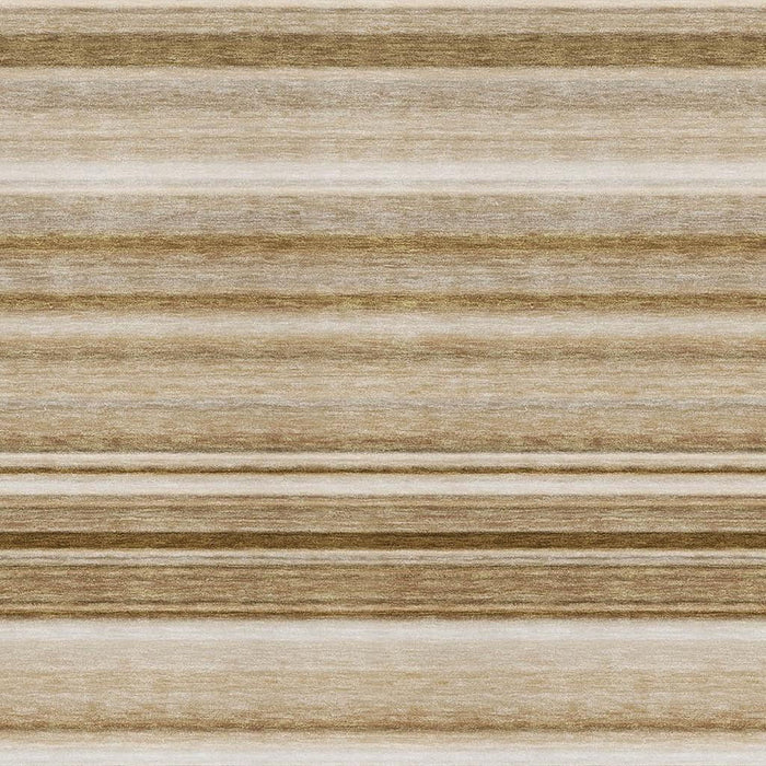 10' X 14' Striped Washable Area Rug With UV Protection (647704) - Chocolate / Ivory
