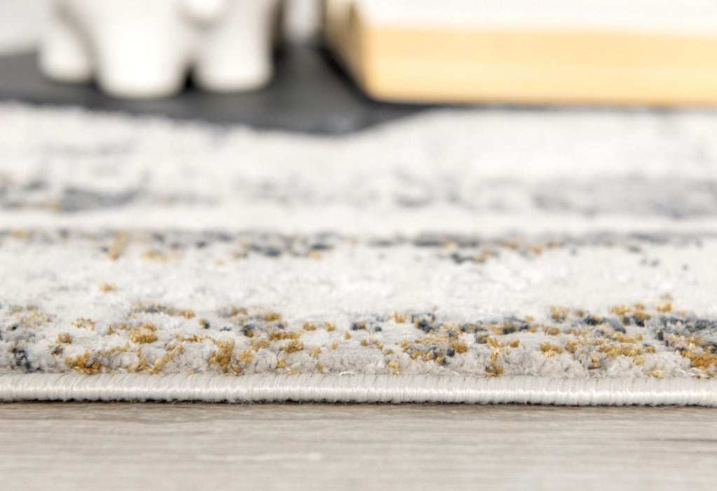 7.8' x 10.8' Abstract Power Loom Area Rug - Ivory And Gray