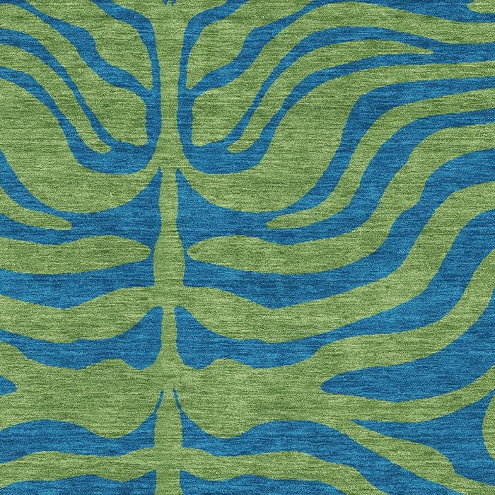 10' X 14' Animal Print Washable Area Rug With UV Protection (681827) - Green / Navy Blue
