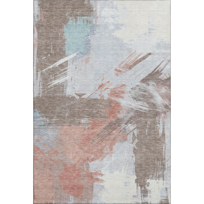 10' X 14' Abstract Washable Area Rug With UV Protection (697932) - Taupe / Blue / Ivory