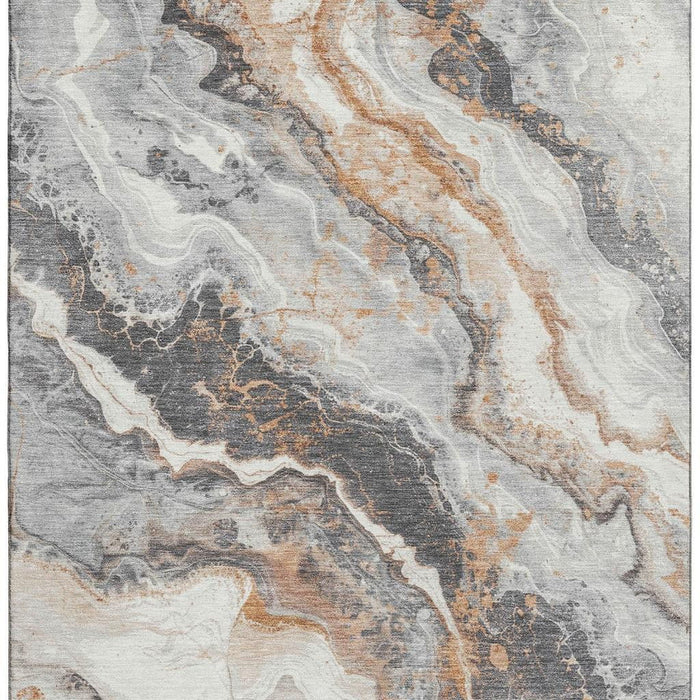 10' X 14' Abstract Washable Area Rug With UV Protection (697866) - Silver / Gray / Copper