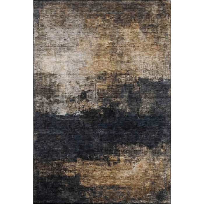 10' X 14' Abstract Washable Area Rug With UV Protection (688382) - Charcoal / Gold / Beige