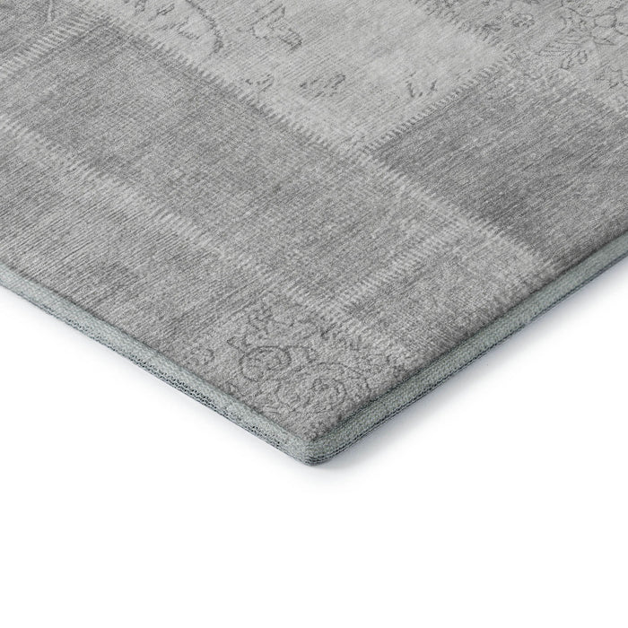 10' X 14' Patchwork Washable Area Rug With UV Protection (652965) - Silver / Ivory