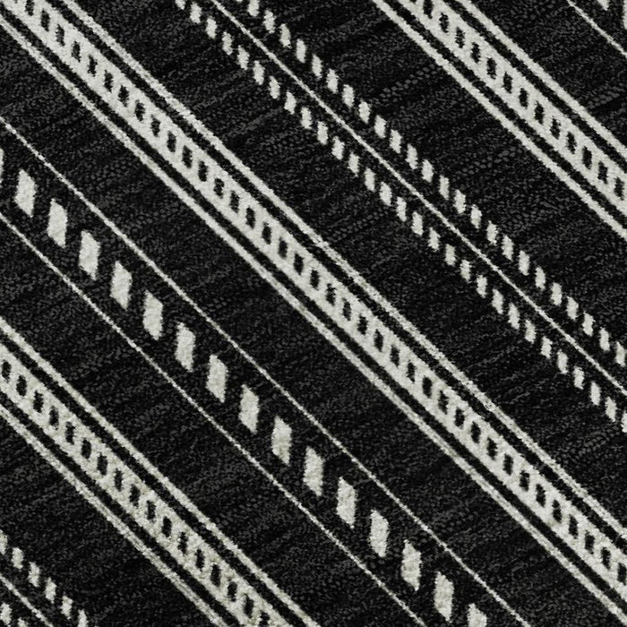 10' X 14' Striped Washable Area Rug With UV Protection (673831) - Black / Ivory