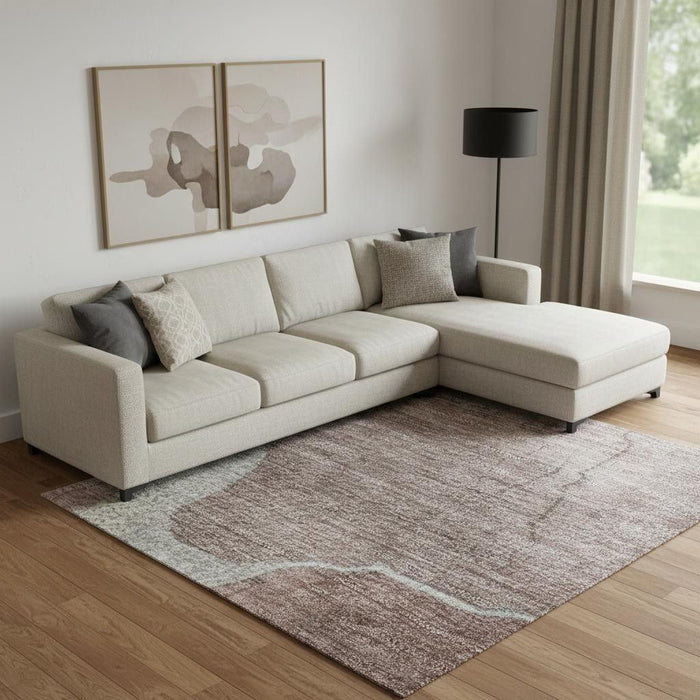 10' X 14' Abstract Washable Area Rug With UV Protection (707023) - Mauve / Gray