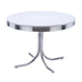 CoasterEveryday 5-piece round dining table set with white and black finish, includes table and matching chairs, modern furniture design.