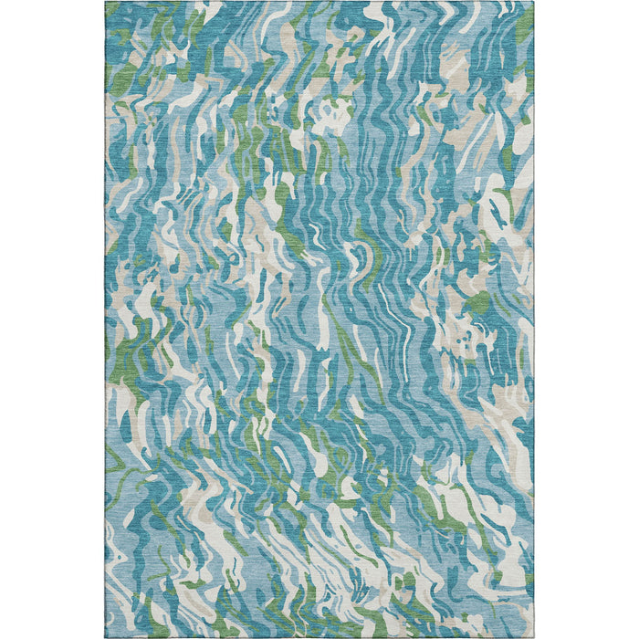 10' X 14' Abstract Washable Area Rug With UV Protection (681473) - Teal / Green / Ivory