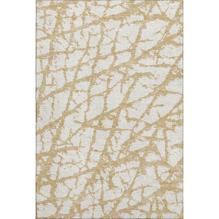 10' X 14' Abstract Washable Area Rug With UV Protection (676836) - Gold / Ivory