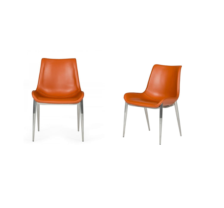 Upholstered Faux Leather Wing Back Dining Side Chairs (Set of 2) - Terra Cotta