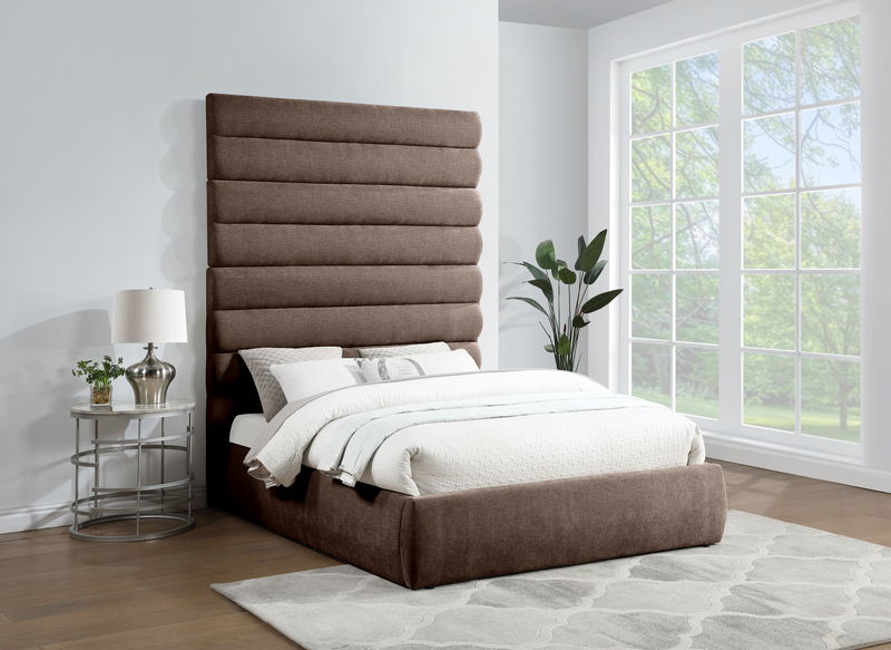 Adam - Chenille Fabric Bed With 89" Headboard