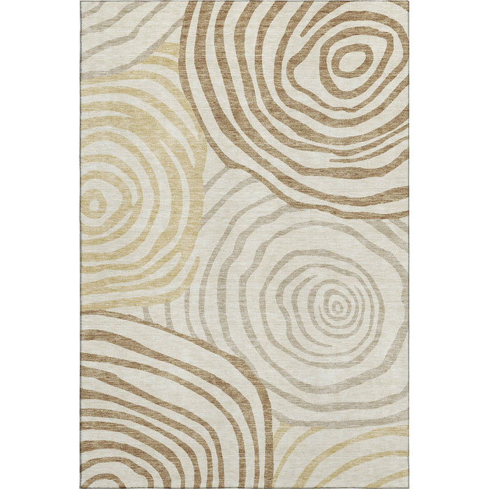 10' X 14' Abstract Washable Area Rug With UV Protection - Gold And Brown