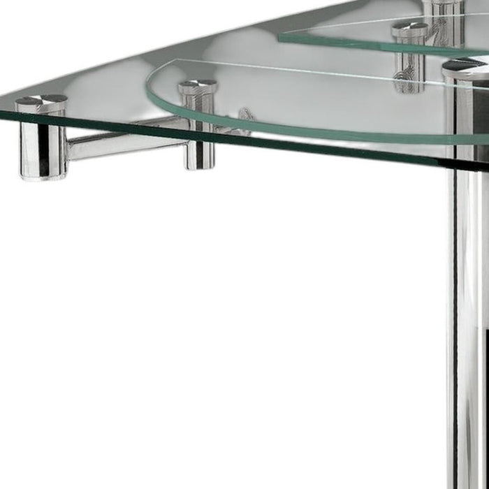40" Glass And Metal Self-Storing Leaf Motion Extendable Dining Table - Clear