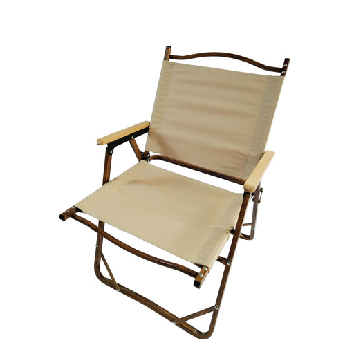 Set of four Giga brown foldable and portable chairs with armrests, suitable for indoor and outdoor use.