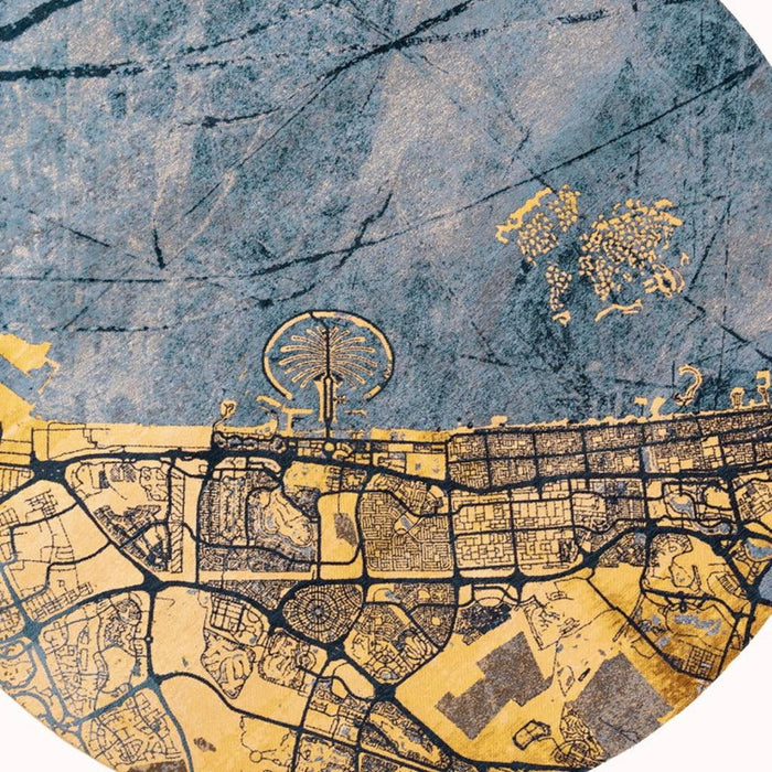 7' X 9' Abstract Washable Area Rug With UV Protection (610082) - Gold / Blue