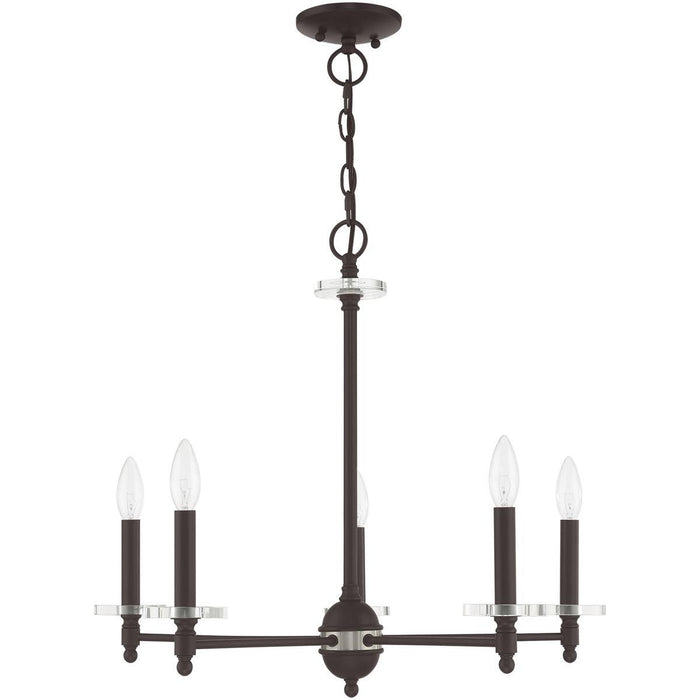 22'' Five-Light Dimmable Chandelier With Shades - Bronze
