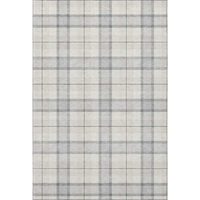 10' X 14' Plaid Washable Area Rug With UV Protection (682523) - Silver / Ivory / Gray