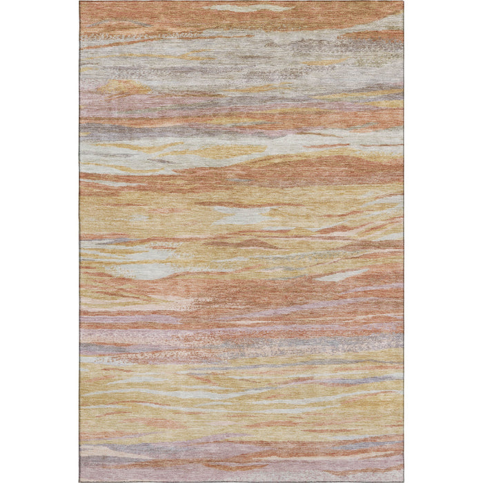 10' X 14' Abstract Washable Area Rug With UV Protection (708535) - Salmon / Gold / Gray