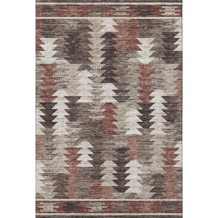 10' X 14' Southwestern Washable Area Rug With UV Protection - Chocolate