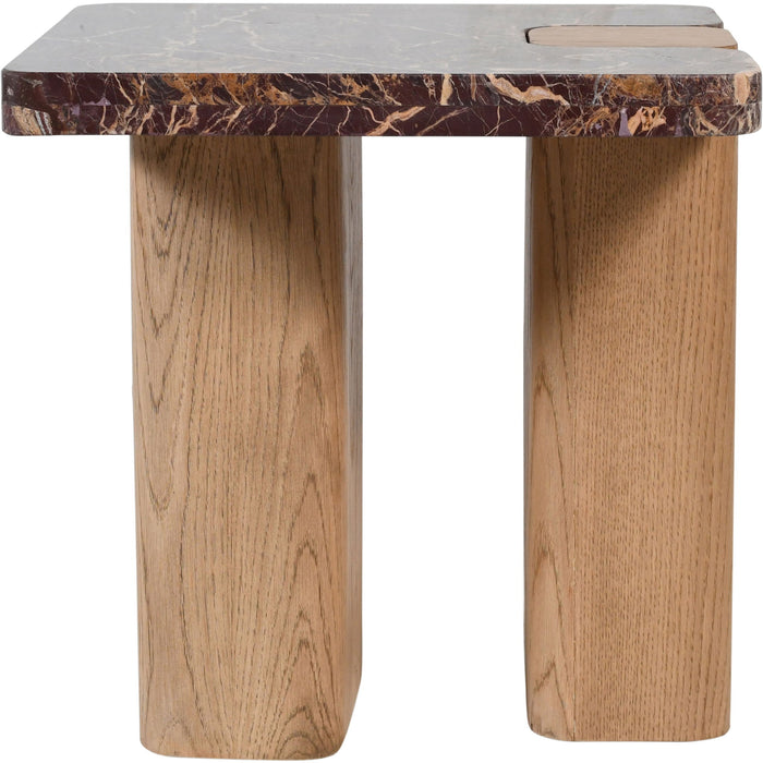 Ravenna - Marble/Stone End Table - Burgundy