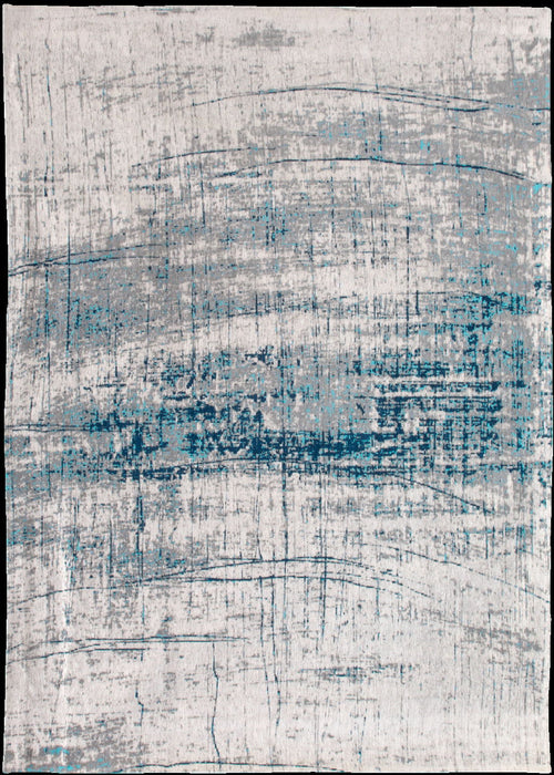 7' x 7' Modern Round Abstract Non Skid Area Rug - Blue And Gray