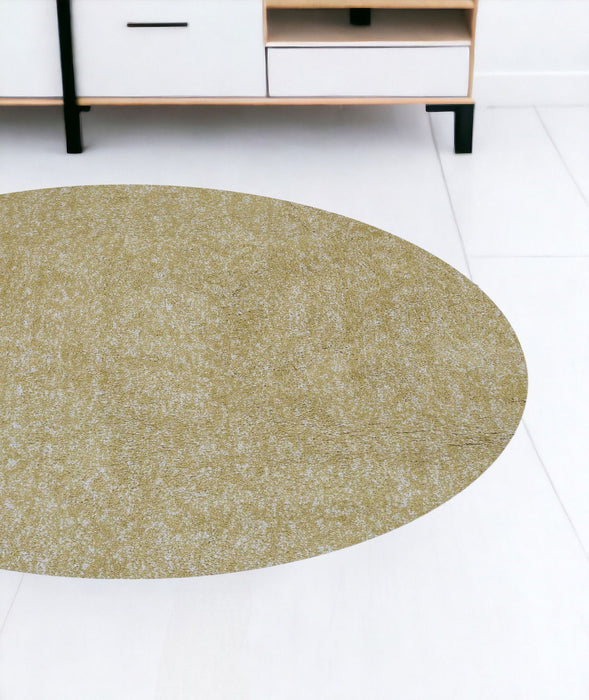 8' Round Polyester Heather Area Rug - Yellow