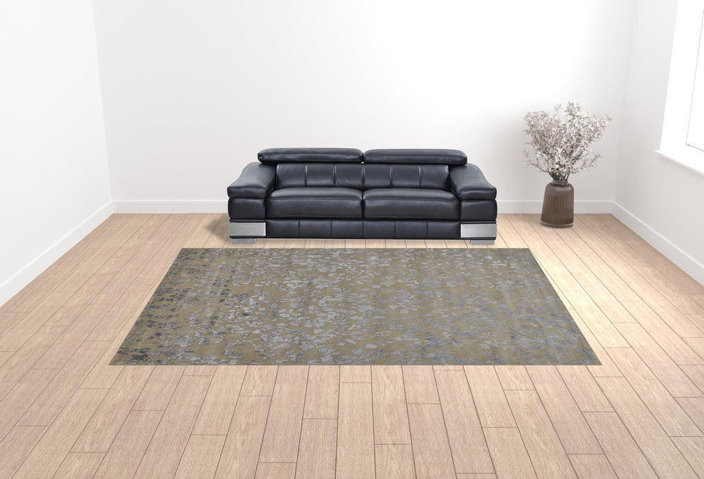 10' x 14' Wool Floral Tufted Handmade Area Rug - Tan Silver And Gray