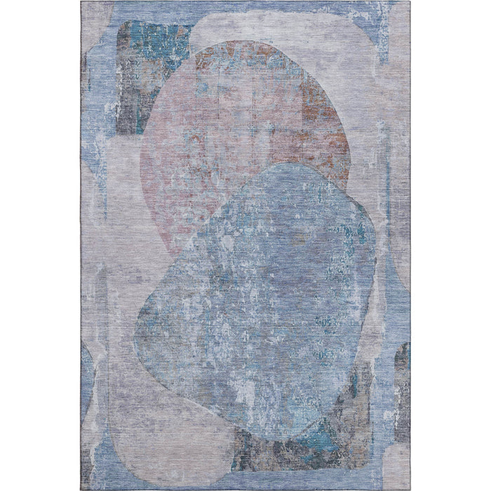 10' X 14' Abstract Washable Area Rug With UV Protection (695534) - Blue / Gray / Charcoal