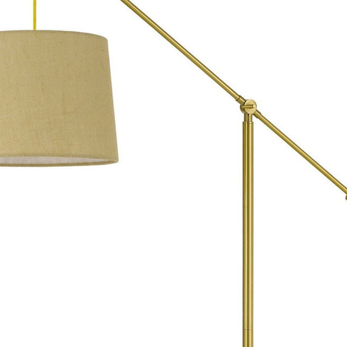 Adjustable Traditional Shaped Floor Lamp With Antiqued Brass Drum Shade - Brass