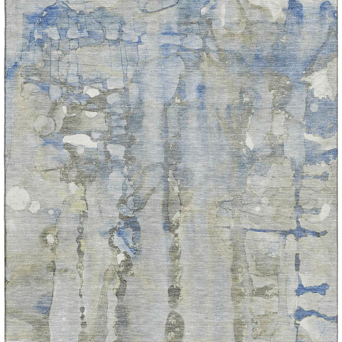 10' X 14' Abstract Washable Area Rug With UV Protection (718526) - Sky Blue / Gray