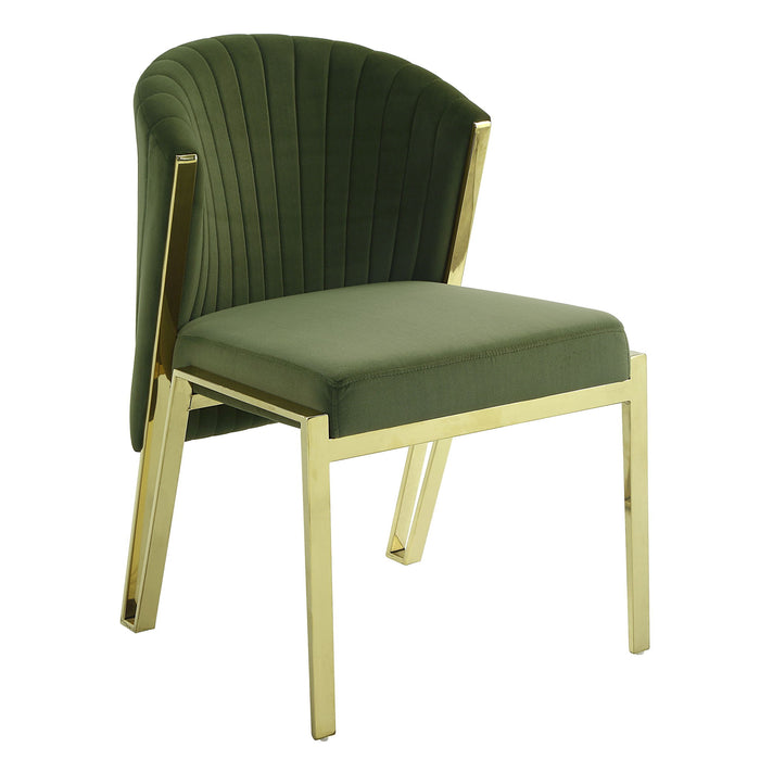Upholstered Velvet Steel Wing Back Dining Side Chairs (Set of 2) - Green