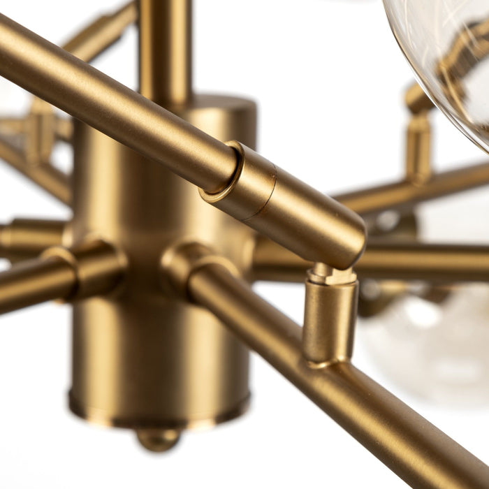 Metal Eighteen Bulb Hanging Chandelier - Gold