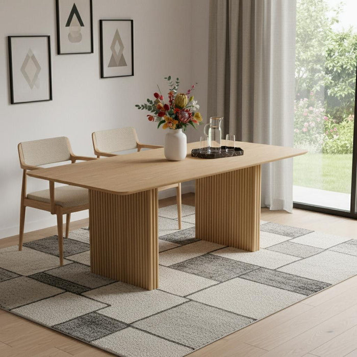 79" Solid Wood Double Pedestal Base Dining Table - Natural