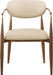 Vegan leather upholstered dining arm chair with walnut wood legs, modern design, by Meridian Furniture.