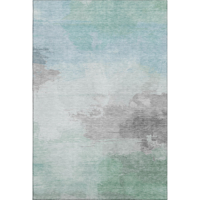 10' X 14' Abstract Washable Area Rug With UV Protection (694188) - Pale Aqua / Gray / Silver