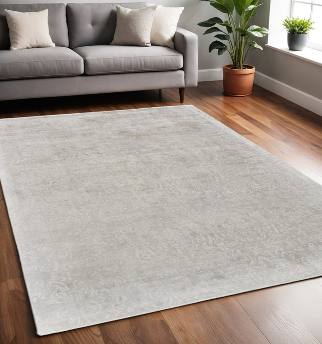 5' x 8' Abstract Hand Woven Area Rug - Ivory Gray And Tan