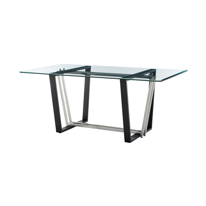 72" Glass And Iron Sled Base Dining Table - Black