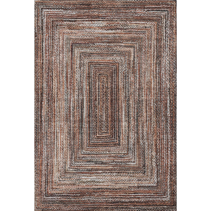 10' X 14' Geometric Washable Area Rug With UV Protection (699274) - Terra Cotta / Beige