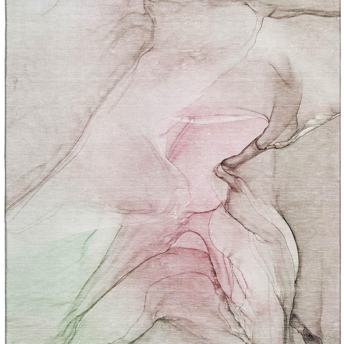 9' X 12' Abstract Washable Area Rug With UV Protection (646619) - Blush / Ivory